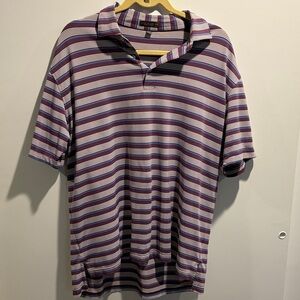 Peter Millar Purple and White Striped Polo